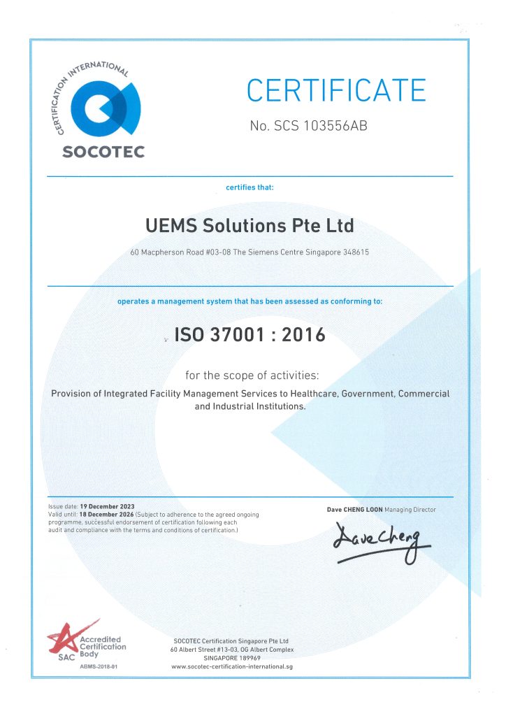 ISO 37001:2016 Certificate