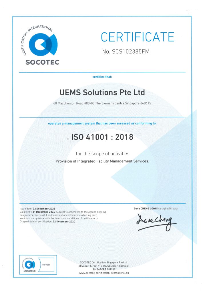 ISO 41001:2018 Certificate
